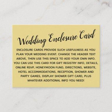Versatile Custom Simple DIY Wedding Custard Yellow Enclosure Invitations