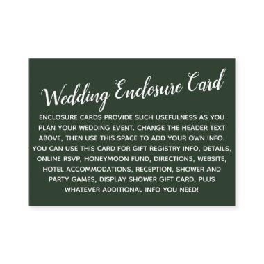 Versatile Custom Simple DIY Wedding Dark Evergreen Enclosure Invitations