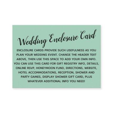 Versatile Custom Simple DIY Wedding Light Green Enclosure Invitations