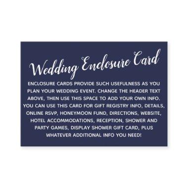 Versatile Custom Simple DIY Wedding Navy Blue Enclosure Invitations