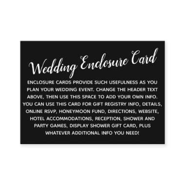 Versatile Custom Simple DIY Wedding White on Black Enclosure Invitations