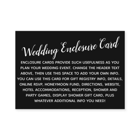 Versatile Custom Simple DIY Wedding White on Black Enclosure