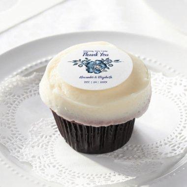 Very Tasty Wedding Blue Flower Edible Frosting Rounds