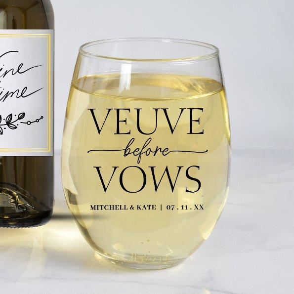 Veuve Before Vows  Stemless Wine Glass