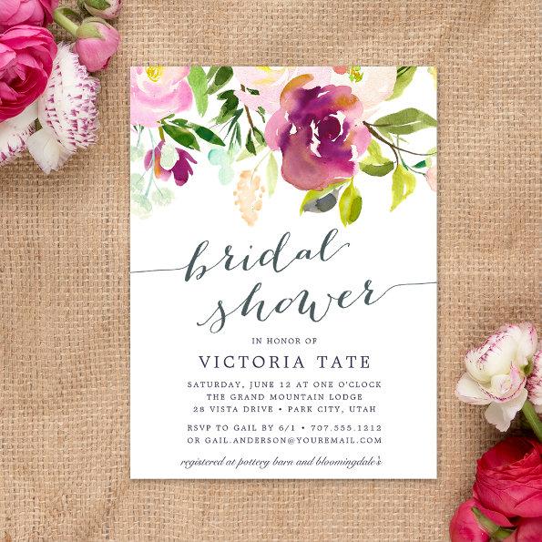 Vibrant Bloom Watercolor Bridal Shower Invitations