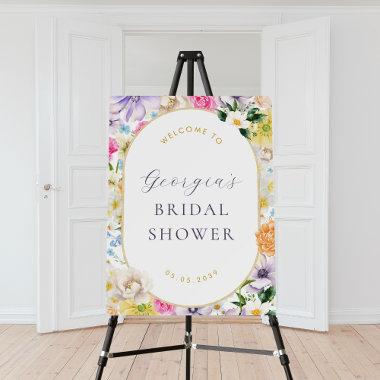 Vibrant Bright Flowers Bridal Shower Welcome Sign