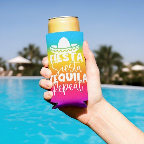 Vibrant Fiesta Party Custom Seltzer Can Cooler