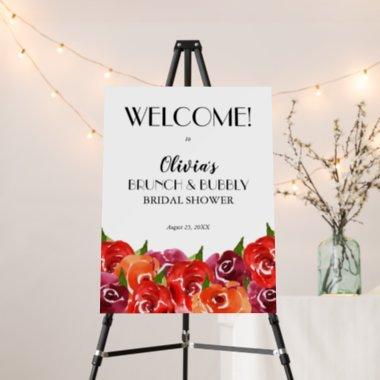 Vibrant Floral Collage Bridal Shower Welcome Foam Board