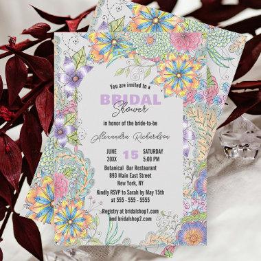 Vibrant Frame of Spring Blossoms Bridal Shower Invitations