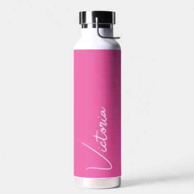 Vibrant Pink and White Personalized Water Bottle