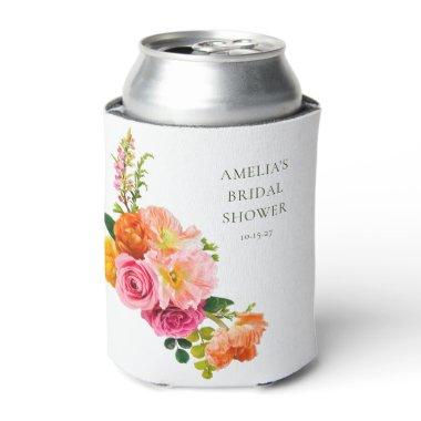Vibrant Pink Poppies Floral Bloom Bridal Shower Can Cooler