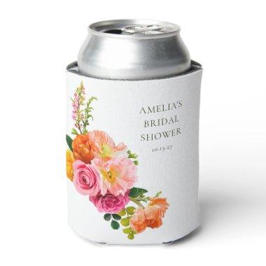 Vibrant Pink Poppies Floral Bloom  Can Cooler