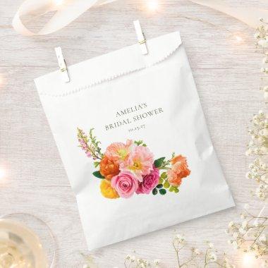 Vibrant Pink Poppies Floral Bloom Bridal Shower Favor Bag
