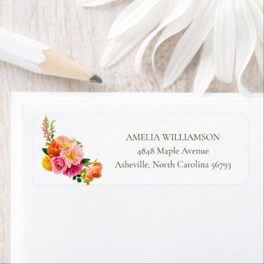 Vibrant Pink Poppies Floral Bloom Return Address Label