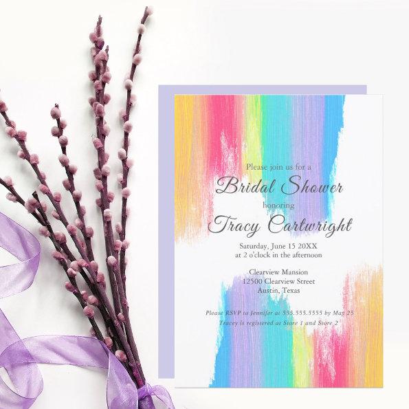 Vibrant Rainbow Watercolor Bridal Shower Invitations