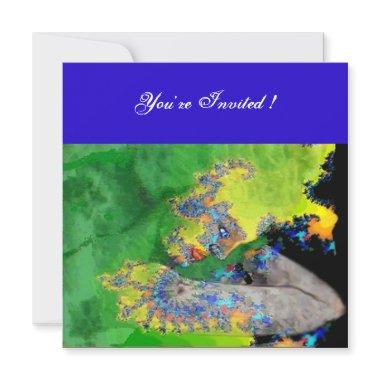 VIBRATIONS OF MATTER , green yellow black blue Invitations