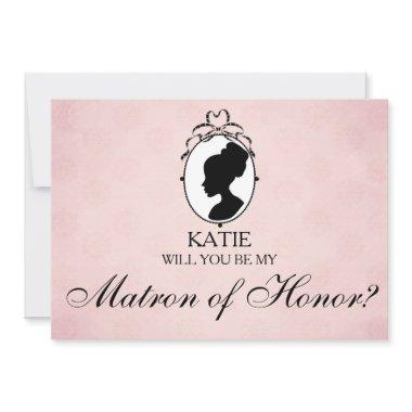 Victorian Cameo Will You Be My Matron of Honor Invitations