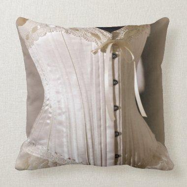 Victorian corset bridal shower throw pillow