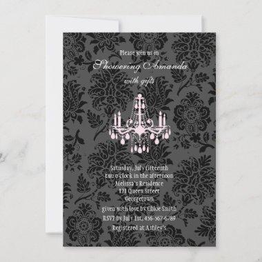 Victorian Damask Bridal Shower Invitations (pink)