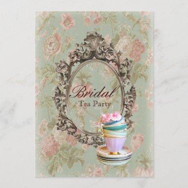victorian floral botanical bridal shower tea party Invitations