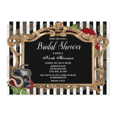 Victorian Gothic Black Stripe Bridal Shower Invitations