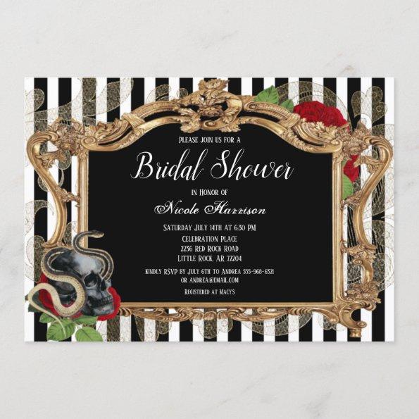 Victorian Gothic Black Stripe Bridal Shower Invitations