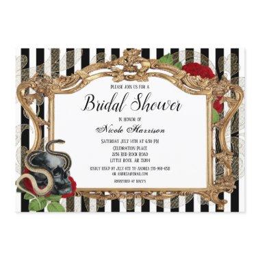 Victorian Gothic Black Stripe Bridal Shower Invitations