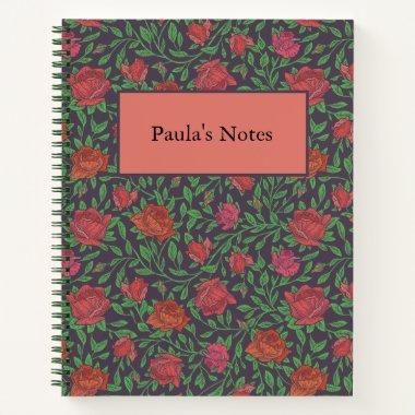 Victorian Gothic Perfect Red & Fuchsia Roses Notebook