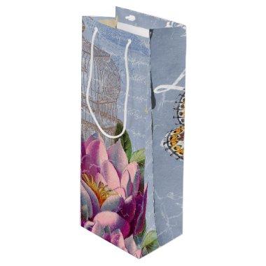 Victorian Love Thoughts Dreams Butterfly Bird Cage Wine Gift Bag