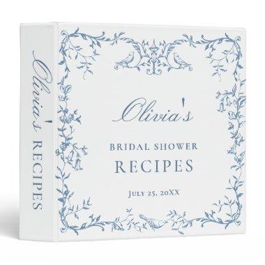 Victorian Ornate Dusty Blue  Recipe 3 Ring Binder