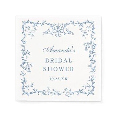 Victorian Ornate Dusty Blue Floral  Napkins