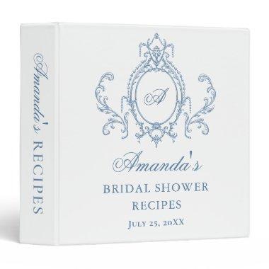 Victorian Ornate Grace Blue  Recipe 3 Ring Binder