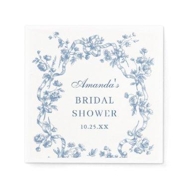 Victorian Ornate Grace Blue Floral  Napkins