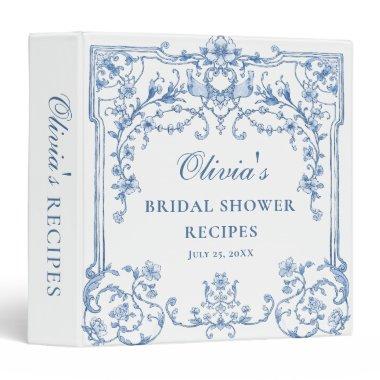 Victorian Ornate Grace Floral Blue  3 Ring Binder
