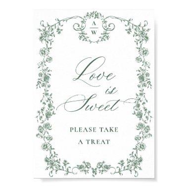 Victorian Ornate Grace Green Flower Love is Sweet Poster