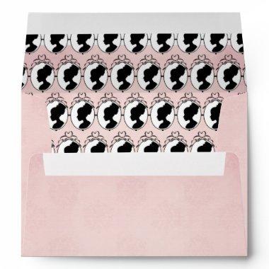 Victorian Pink Black Cameo Return Address Envelope