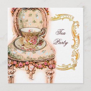 Victorian Pink Rose Tea Party Invitations