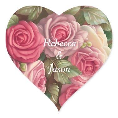 Victorian Rose Garden - Wedding Bouquet Heart Sticker