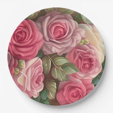 Victorian Rose Garden - Wedding Bouquet Paper Plates