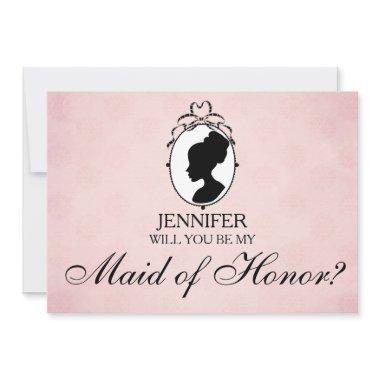 Victorian Style Cameo Will You Be My Maid of Honor Invitations