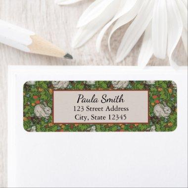 Victorian Vintage White Bunny Rabbit in Garden Label