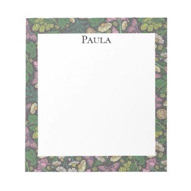 Victorian White Daisies Purple Butterflies Garden Notepad