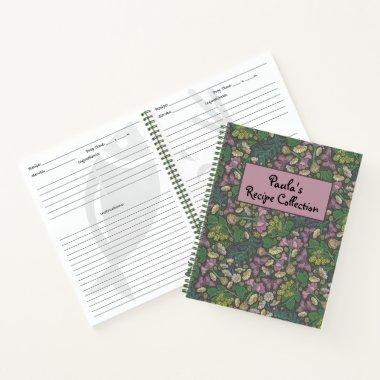 Victorian White Daisies Purple Butterflies Recipe Notebook