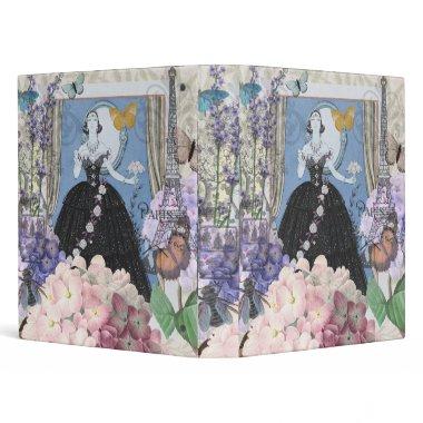 Victorian Woman Floral Fancy Gown 3 Ring Binder