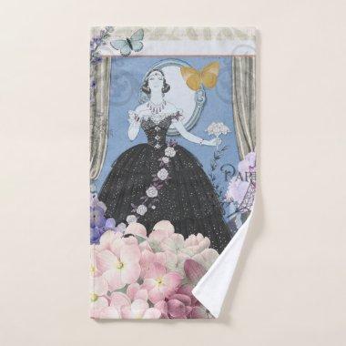 Victorian Woman Floral Fancy Gown Bath Towel Set
