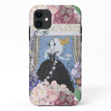 Victorian Woman Floral Fancy Gown iPhone 11 Case