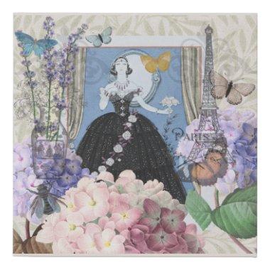 Victorian Woman Floral Fancy Gown Faux Canvas Print