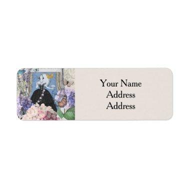 Victorian Woman Floral Fancy Gown Label