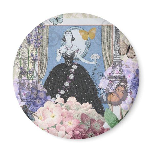 Victorian Woman Floral Fancy Gown Magnet