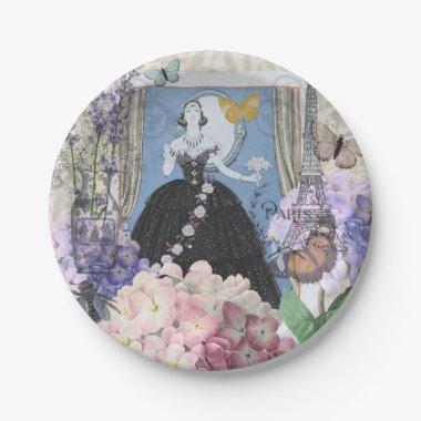 Victorian Woman Floral Fancy Gown Paper Plates